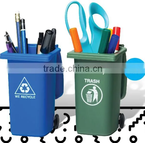 Cute Mini Trash & Recycling Bins Desk Caddy Set