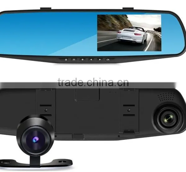 Wifi Wireless Transfer 4.3" HD1080P Dual Lens Car DVR Dash Cam Camera Video Recorder Rearview Mirror photo-2