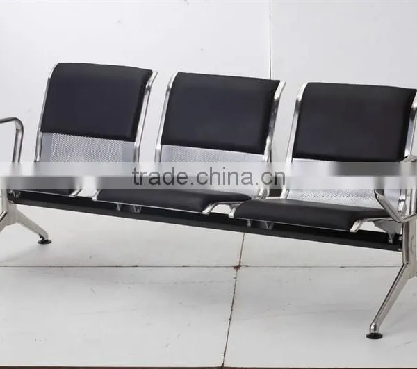 Good Quality Airport Waiting Room Stainless Steel Chair With Leather Cushion