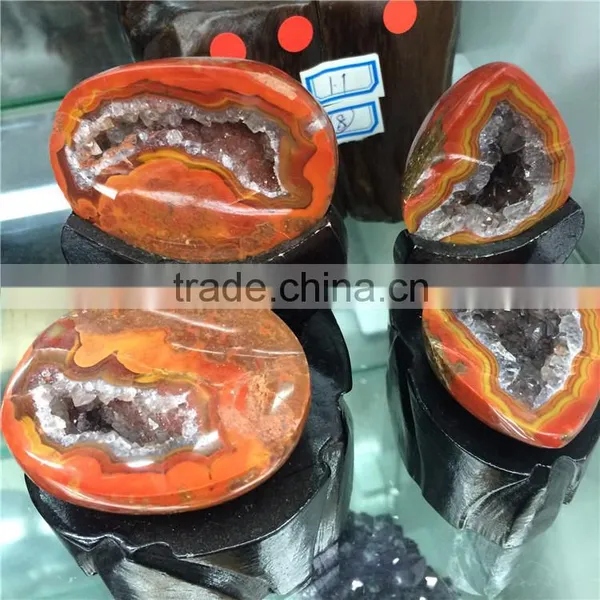 Natural Red Chinese Zhanguo Agate Geode Cornucopia Crystal Ornaments photo-2