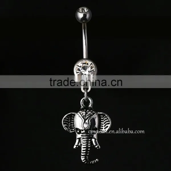 316L Surgical Steel Elephant Piercing Fake Belly Navel Ring photo-3