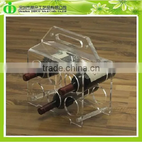 DDW-S013 Chinese Factory Directly Sells Elegant Transparent Wine Bottles Stand With Handle