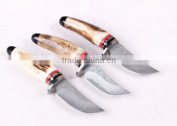 OEM Wild Antlers Deer Horn Damascus Small Collection Knife photo-5