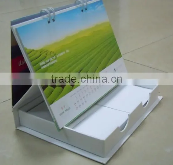 2014 new unique design paper box style calendar custom made Monthly desk calendar for promotion Shenzhen factory fancy price