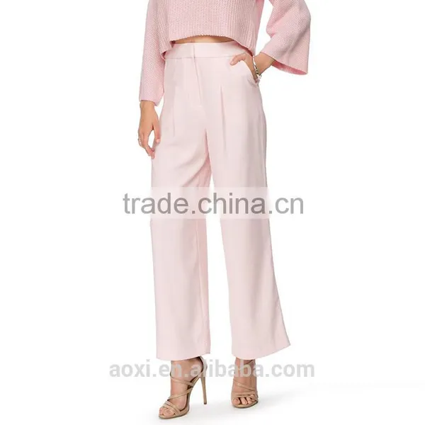 China Supplier Ltweight Plain Dyed Formal Wear Fashion Baggy Pants for Women photo-3