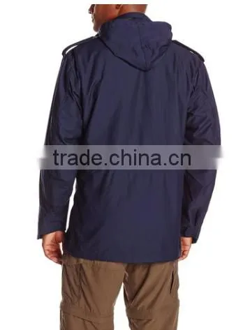 Custom Made 50% Cotton 50% Nylon Plain Italy M65 Men Navy Blue Hoodie Fieded Jacket photo-2