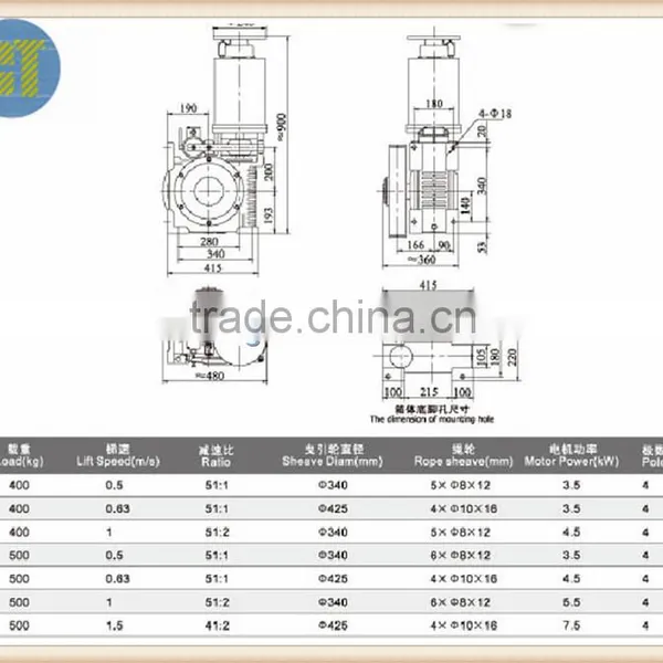 Elevator/Lift Geared Traction Machine YJ140 photo-2