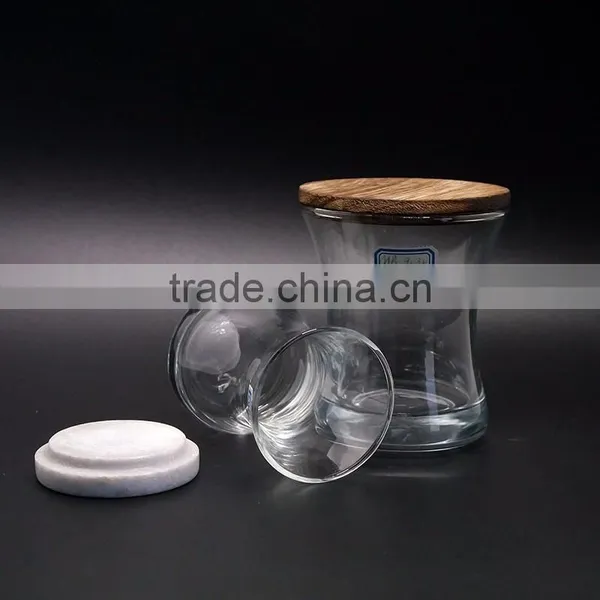 Unique Shape Clear Glass Container With Wooden Lids Glass Candle Jar photo-4