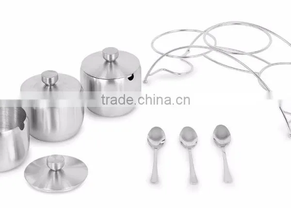 Stainless Steel Condiment Set Seasoning Containers With Stand and Spoons photo-5
