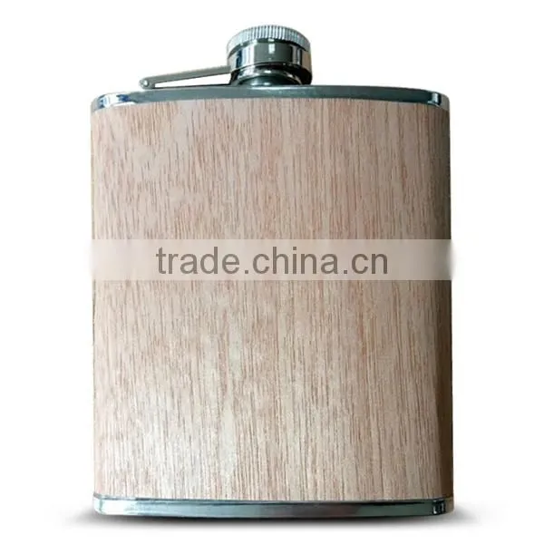 Wholesale Custom Design Stainless Steel Hip Flask With Real Wooden Wrap photo-4