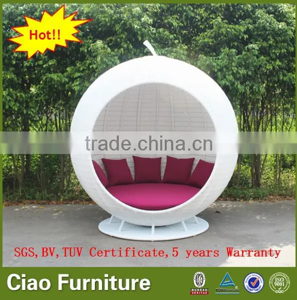 Hotel Outdoor Furniture Poolside Big Bed White Rattan Apple Sunbed photo-5