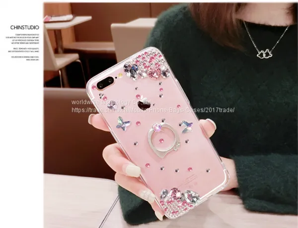 Silicone Cell Phone Case Diamond Mobile Phone Cases for IPhone7/7Plus/6/6s/6plus/6splus Tpu Soft Case With Ring Holder photo-5