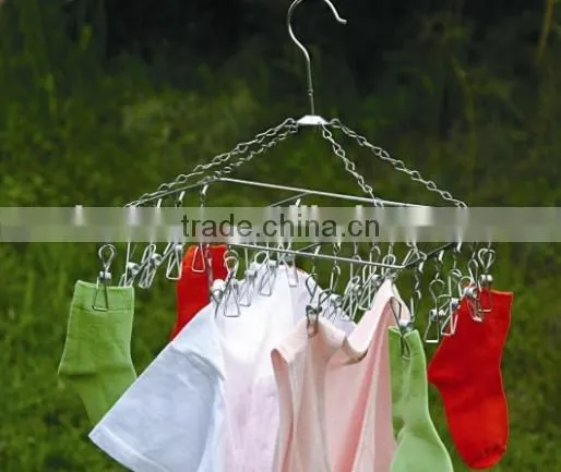 Stainless Steel Metal Clothes Hanger Socks Hanger Folding Drying Rack Hanger photo-5
