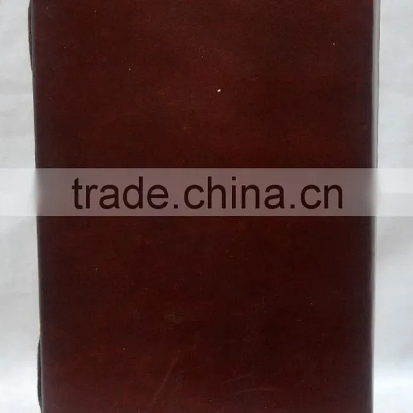 Handmade Vintage Dual Stone Embossed Leather Notebook With Clasp photo-2