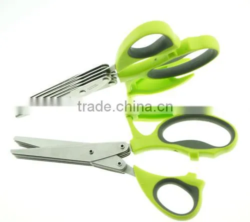 61018 New Style 5 Blades Kitchen Craft Scissors Herb Scissor With Support Rack photo-4
