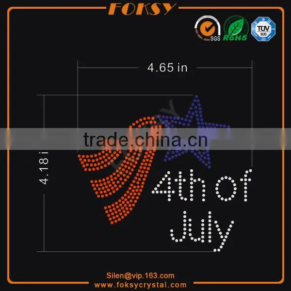 Custom 4th of July Rhinestone Iron on Motif