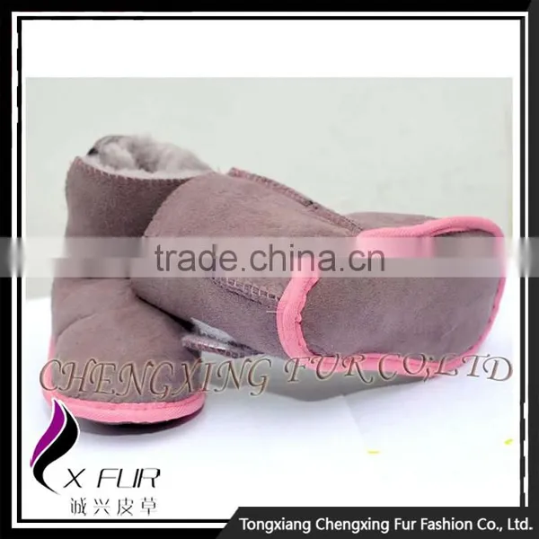CX-SHOES-06A Cute Wholesale Soft Real Sheepskin Leather Baby Shoes photo-4