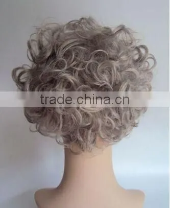 DELUXE GREY CURLY QUEEN ELIZABETH ROYAL OLD LADY GRANNY WIG photo-3