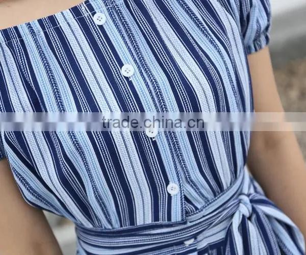 Maxnegio Beach Wear Striped Maxi Gril Casual Dress photo-6