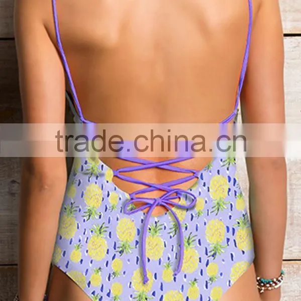 Ladies Fashion Pineapple Print One-piece Swimwear photo-3