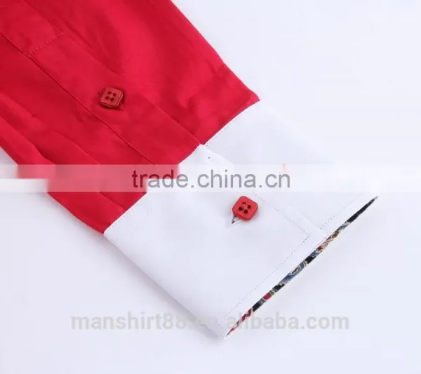 Solid Color Contrast Collar and Cuff Men's Formal Casual Dress Shirts photo-3