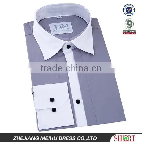 Slim Fit Contrast Color Casual Custom Long Sleeve Men Shirt photo-3