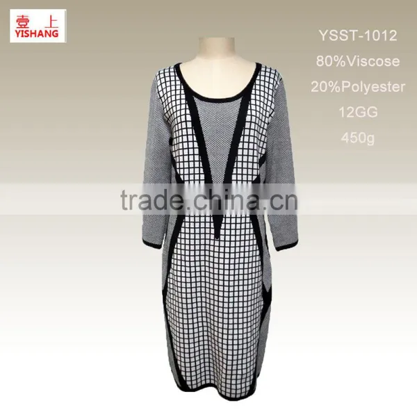 Jacquard Sweater Design for Lady Fashion Sweater 80%Viscose 20%Polyester 12GG