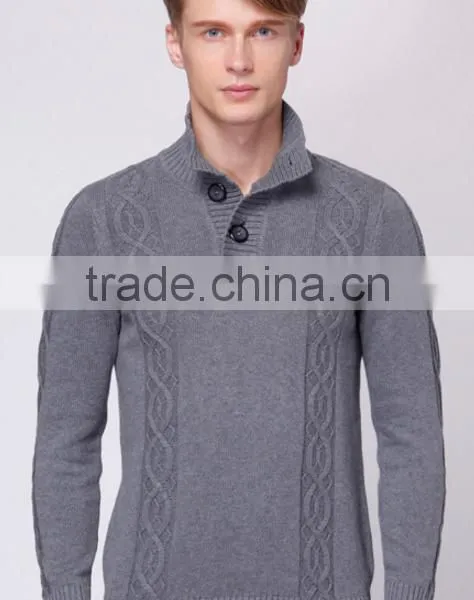 100% Cashmere Pullover Mandarin Collar Sweater Handmade Sweater Design for Man photo-6