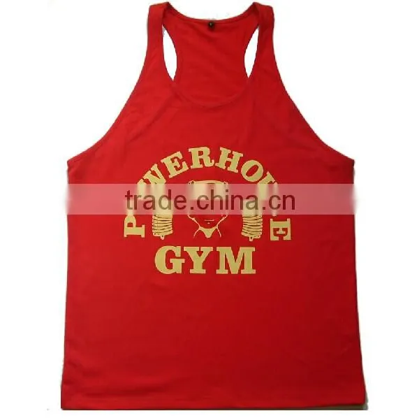 Custom Gold Printed on Front Gym Tank Top in Bluk