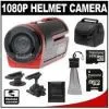Coleman Xtreme Sports Waterproof 1080p HD Helmet Wearable Camcorder Video Camera (Black) With 8GB Card + Case + Accessory Kit