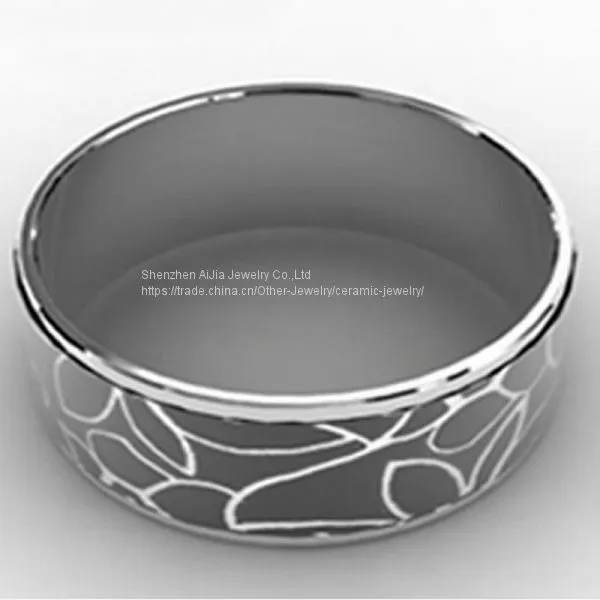 Black Enamel Silver Plated Stainless Steel Bangle For Gift photo-5