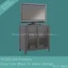 Black Glass Door Steel TV Stand Cabinet YCY-0804