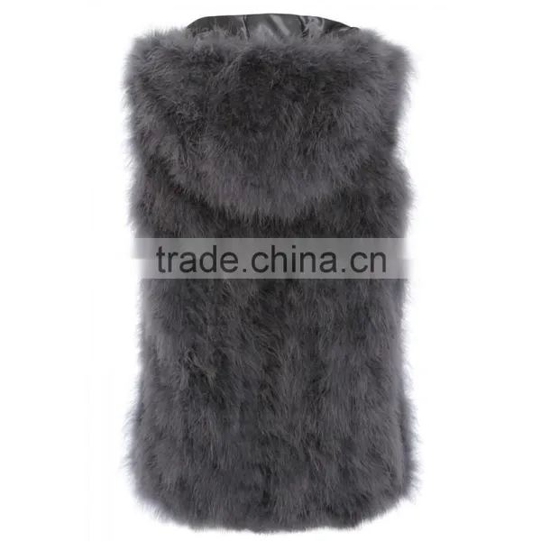 SJ007-01 Hot Sale Hooded Real Feather Clothes for Woman photo-6