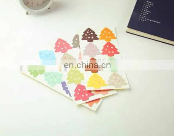 Cute Colorful Christmas Tree Box Bag Label Baking Bag Sealing Sticker Baby Shower Gift Decoration Craft Packing