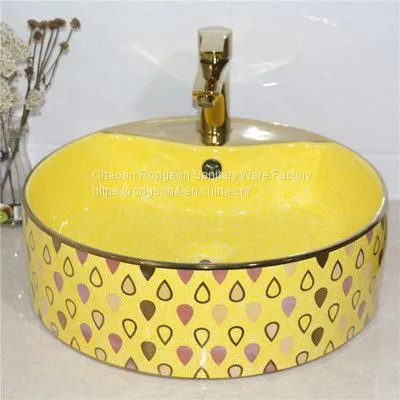 Wholesale Above Counter Ceramic Hand Painted Modern Round Basin in Good Sale photo-4