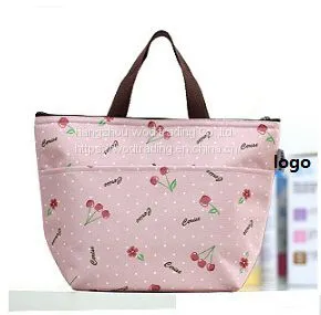 Tote Handle Lunch Bag Cooler Bag With Printed Fabric