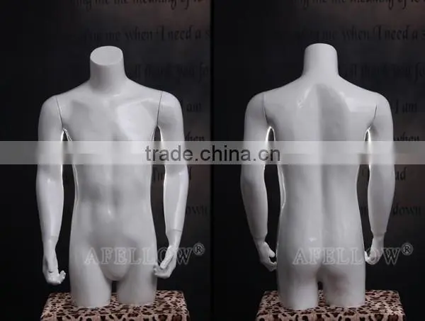 Fiberglass Glossy White Half-length Male Mannequin on Sale photo-4