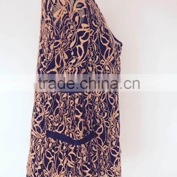 100% Poly Spandex Two Tone Lace Short Sleeve Shirts photo-2