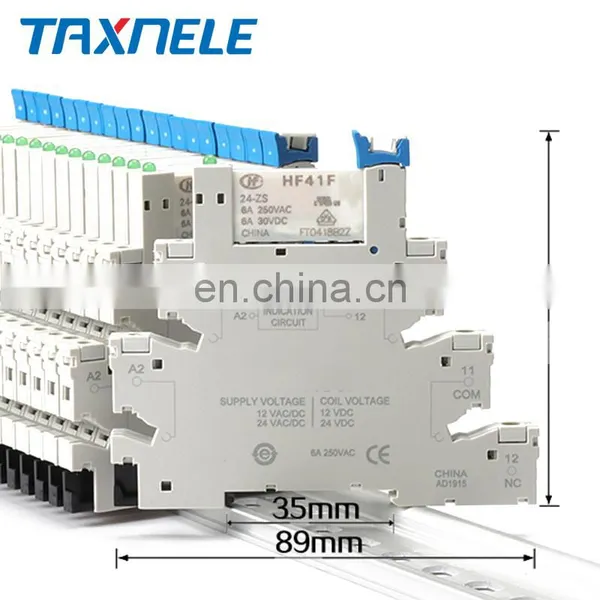 DIN RAIL HF41F 12V 24V Integrated PCB Mount Power Relay With Relay Holder Voltage Contact Relay Module Set photo-5