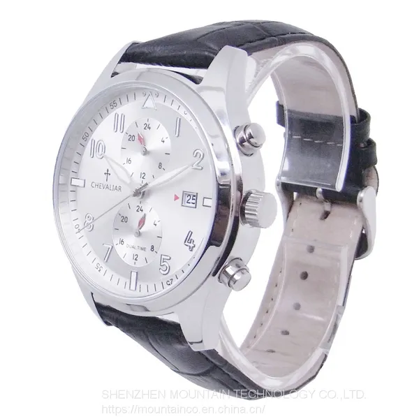 Stainless Steel Fashion Wrist Watch Man Quartz Watches Multi-function Genuine Leather Watch photo-3