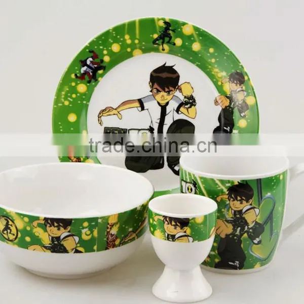Set of 5 Porcelain Kids Dinner Set for Breakfastporcelain Children Dinner Set photo-4