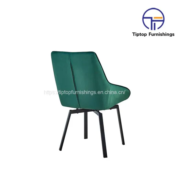Tiptop Wholesale Factory Custom Cafe Metal Dine Armchair Restaurant Chair Modern Dining Room Furniture Velvet Fabric Dining Chairs photo-3