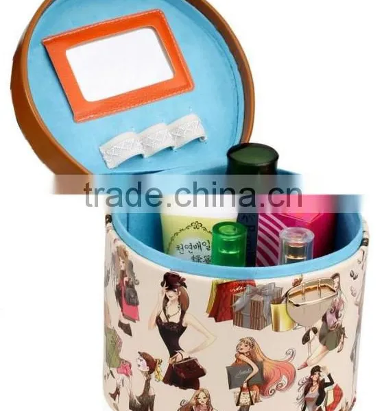 Printing Hard Leather Cosemtic Organizer Artist Train Case,leather Makeup Vanity Case,beauty Makeup Travel Carrying Case photo-3