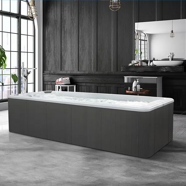 Modern Design 7m Swim Spa Low Height Semi-Ingroun Rectangular Shape Square Pattern 6-People Capacity Acrylic Material Villas