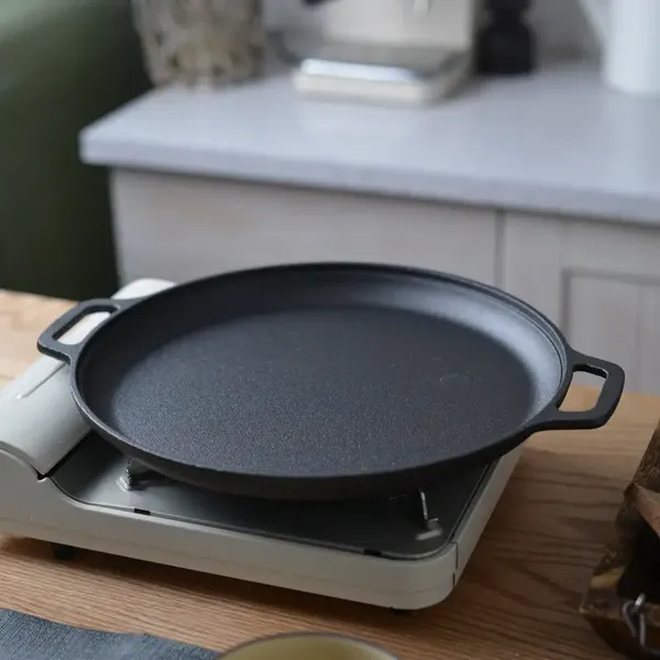 High Quality Cast Iron Vegetable Oil Fry Pan Grill Pan Pizza Pan With Two Handles Best Price photo-3