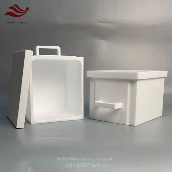 Ptfe Square Box With Handle for Chemical Storage and Containment, High Purity, Non-leaching photo-2