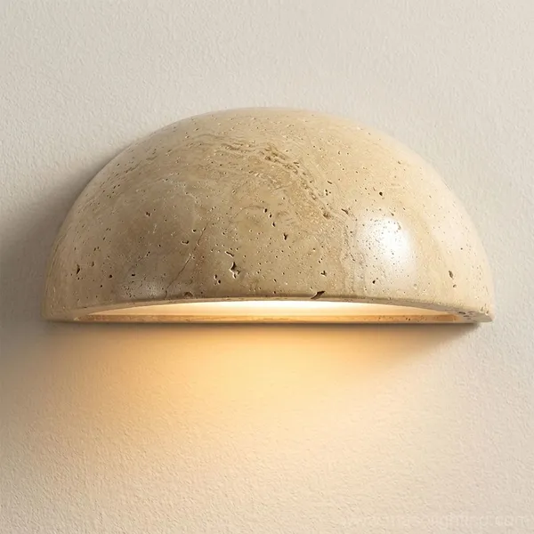 Natural Travertine Half-Dome LED Wall Sconce With 3-Color CCT photo-3