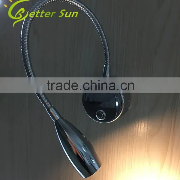 3W Chrome Color With Switch Small LED Wall Light for Bed Reading photo-6