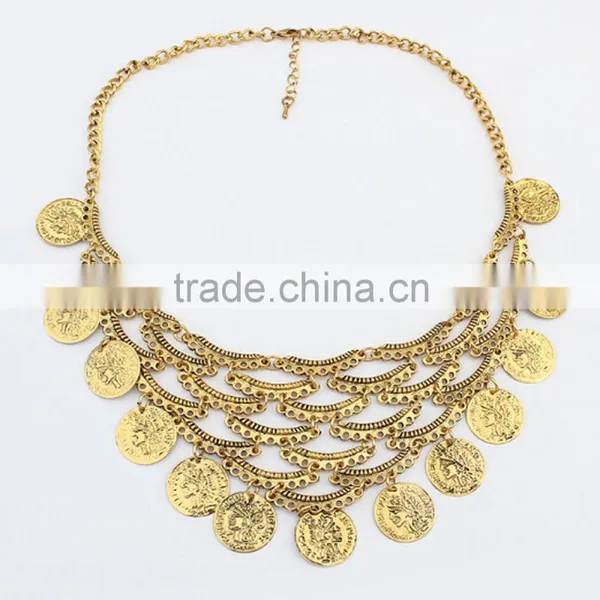 European and American Style Vintage Design Coin Tassel Necklace For Women photo-2