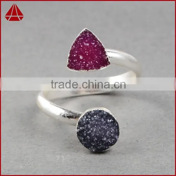 Druzy Wrapped Stone Ring in Sterling Silver Gems Ring Silver Rings With Cheap Price photo-3
